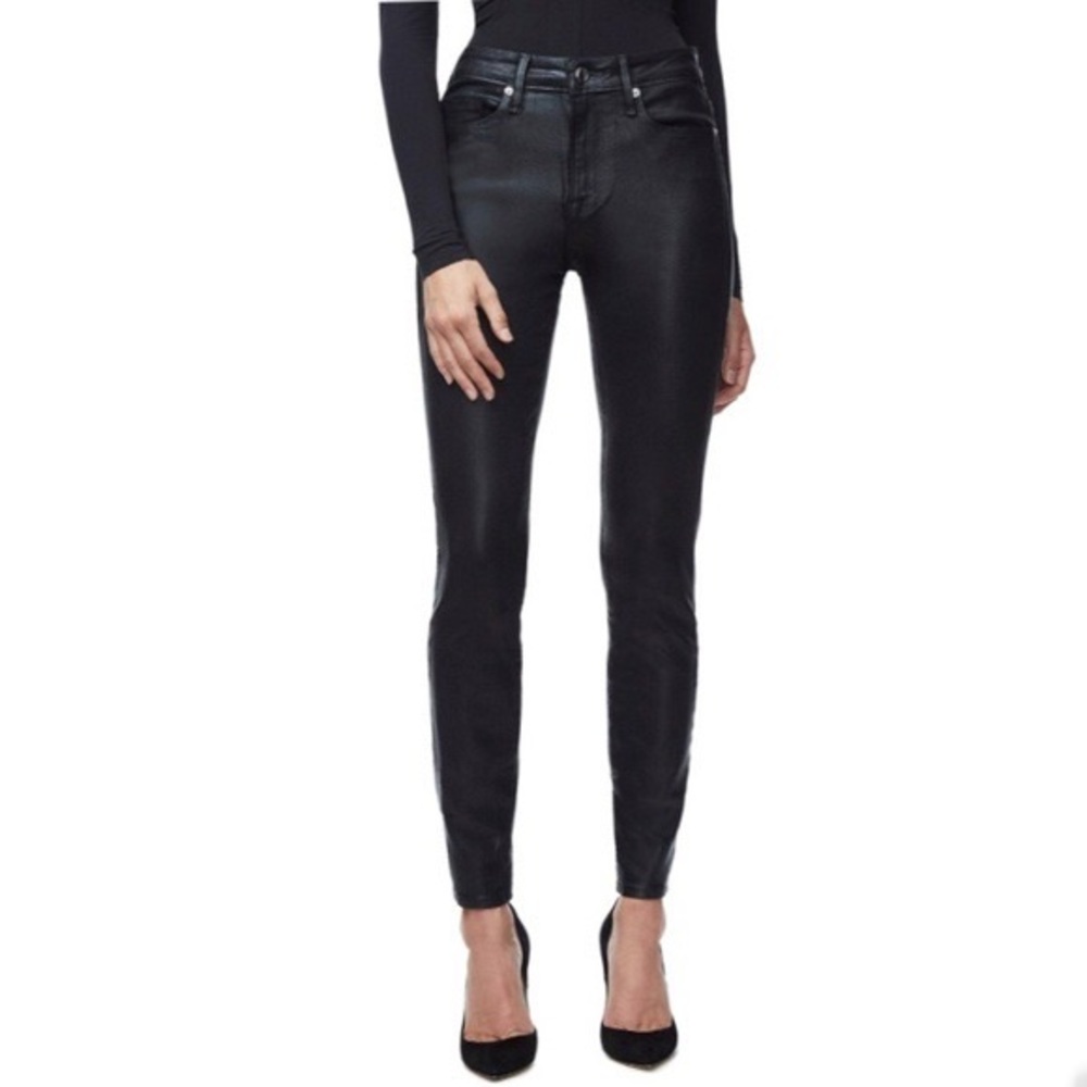 Good American Good Legs Black Coated Jeans sz 10